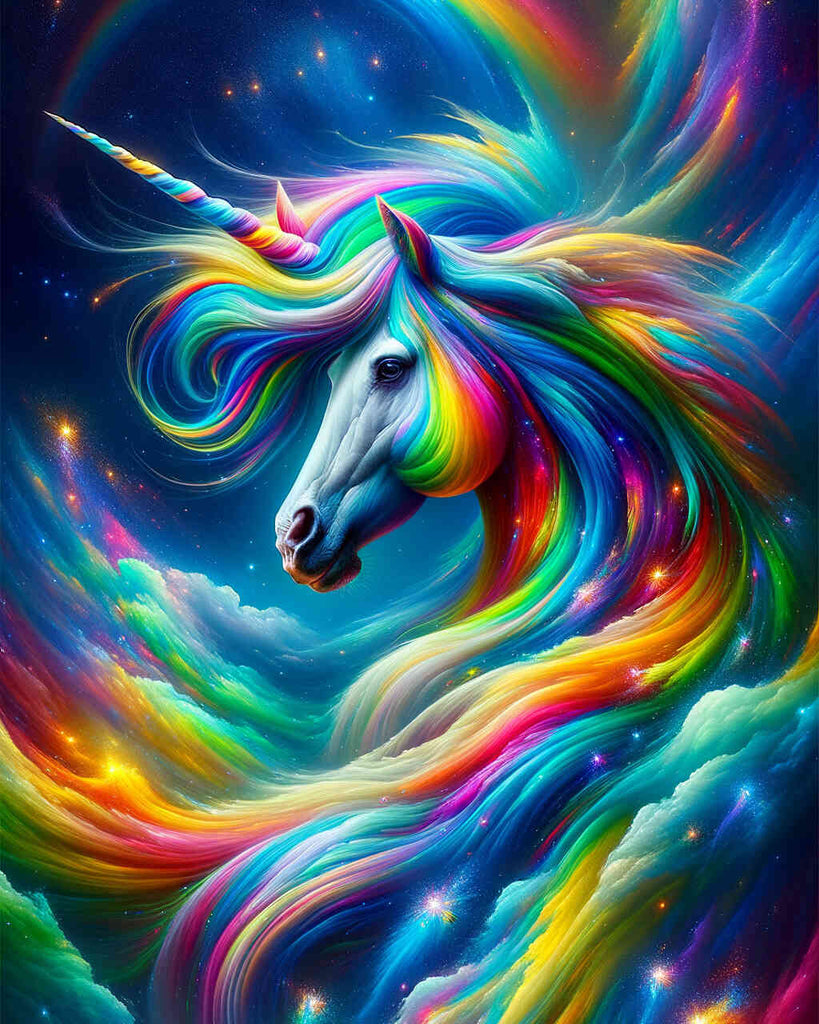 Paint by Numbers - Colorful rainbow unicorn