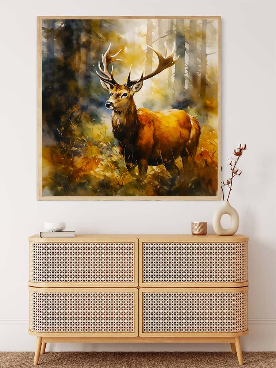 Diamond Painting - Prachtvoller Hirsch im Wald - gedruckt in Ultra-HD - Hirsch, Neu eingetroffen, Quadratisch, Tiere