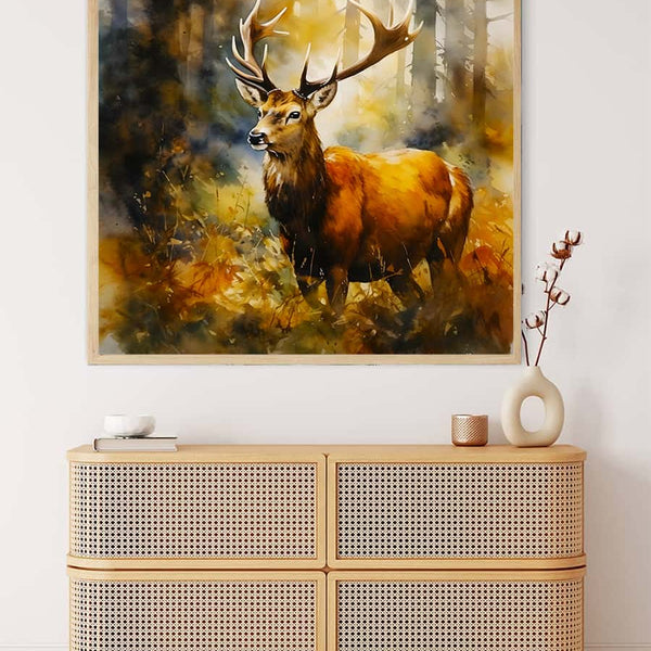 Diamond Painting - Prachtvoller Hirsch im Wald - gedruckt in Ultra-HD - Hirsch, Neu eingetroffen, Quadratisch, Tiere
