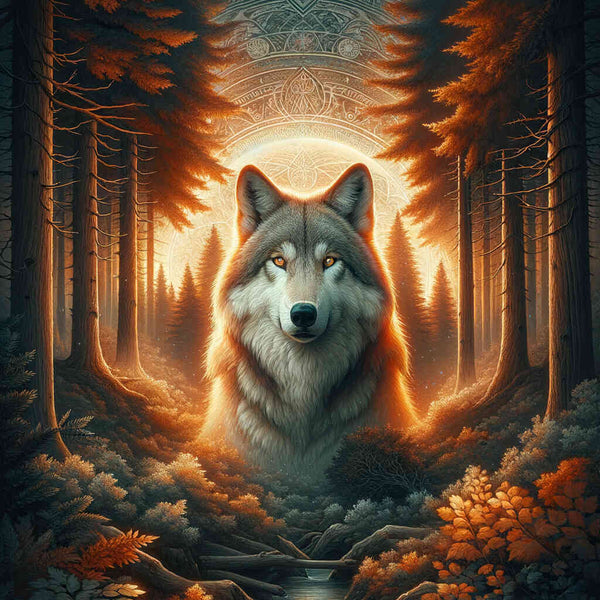 Wolf between trees - Paint by Numbers