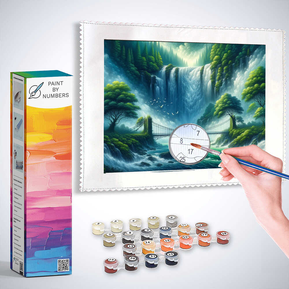 Paint by Numbers - Suspension bridge, waterfall