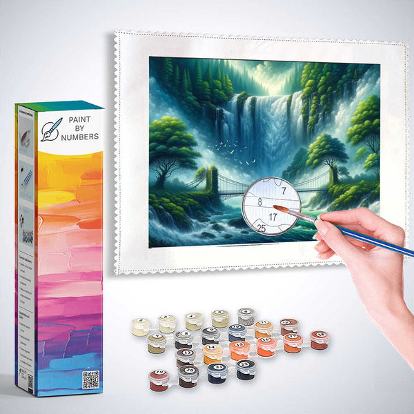 Paint by Numbers - Suspension bridge, waterfall
