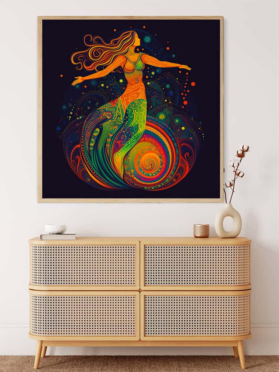 Diamond Painting - Frau Neon Tanzt - gedruckt in Ultra-HD - Menschen, Neu eingetroffen, Quadratisch