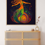 Diamond Painting - Frau Neon Tanzt - gedruckt in Ultra-HD - Menschen, Neu eingetroffen, Quadratisch