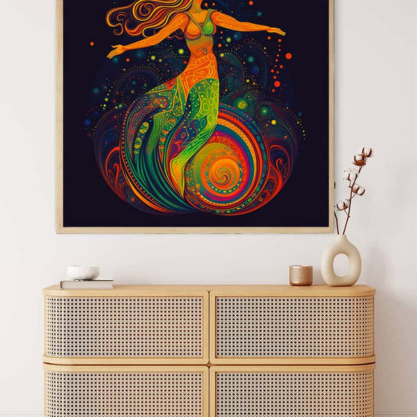 Diamond Painting - Frau Neon Tanzt - gedruckt in Ultra-HD - Menschen, Neu eingetroffen, Quadratisch