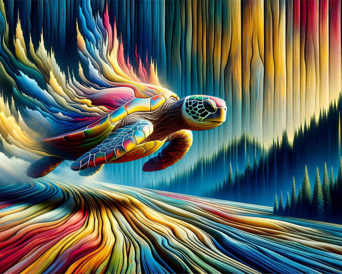Paint by Numbers - Abstract turtle, wood look