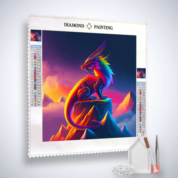 Diamond Painting Kit featuring a vibrant Dragon Warrior design, showcasing Paint by Numbers artistry with included tools.