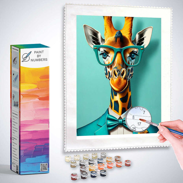Paint by Numbers - Giraffe with bow tie and glasses