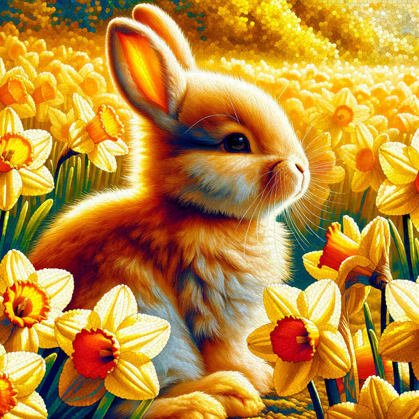 Paint by Numbers - Bunny in front of daffodils