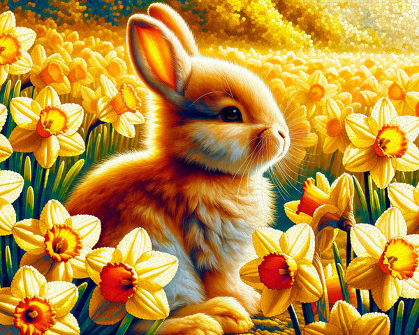 Paint by Numbers - Bunny in front of daffodils
