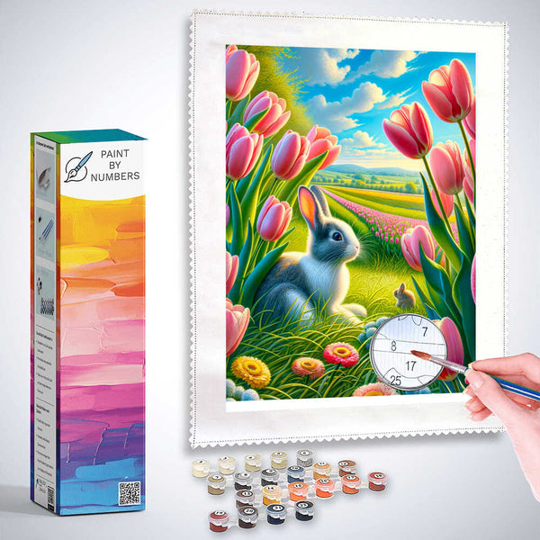 Paint by Numbers - Tulip Meadow Bunny