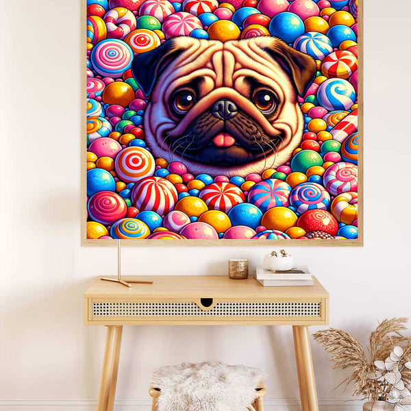 Paint by Numbers - Pug in candy bath