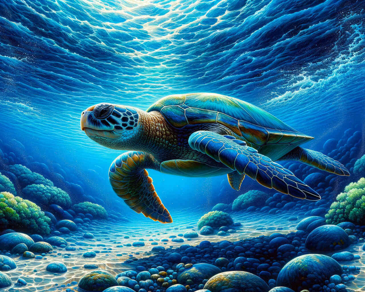 Paint by Numbers - Turtles at Sea Bottom