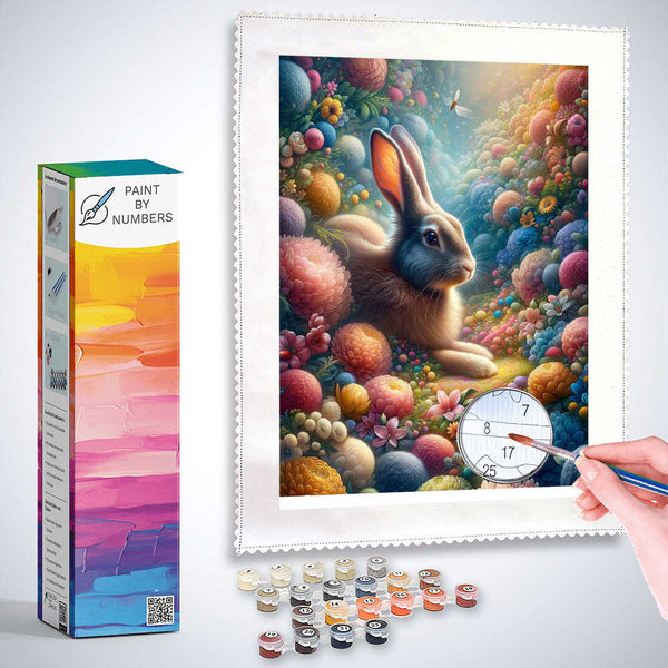 Paint by Numbers - Bunny surrounded by flowers