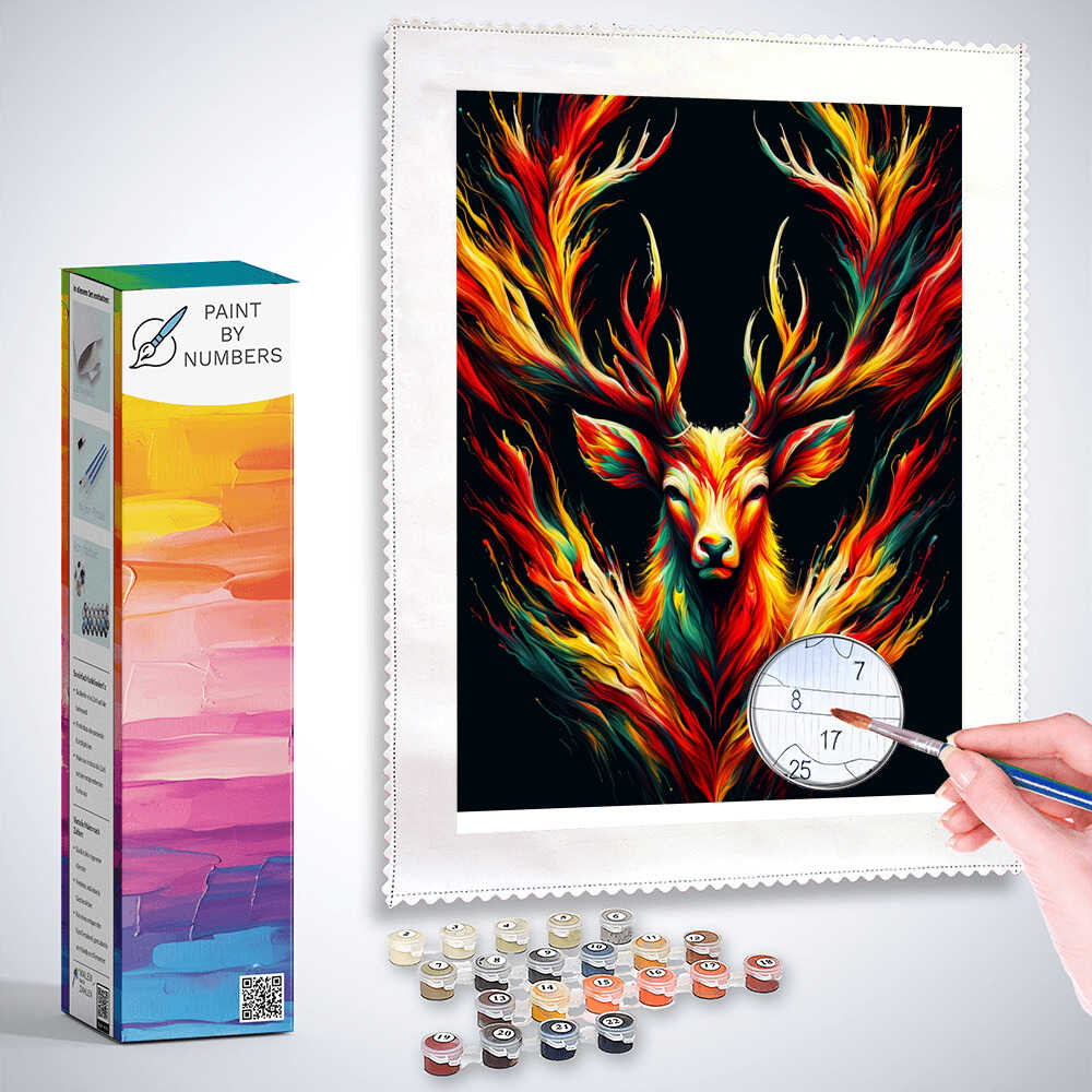 Deer with Colorful Paint - Paint by Numbers