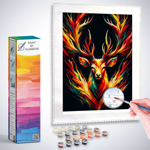 Deer with Colorful Paint - Paint by Numbers