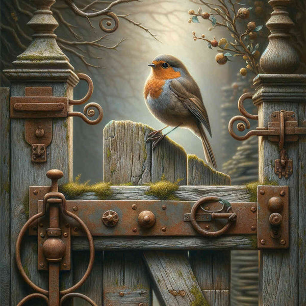 Paint by Numbers - Robin, wooden gate