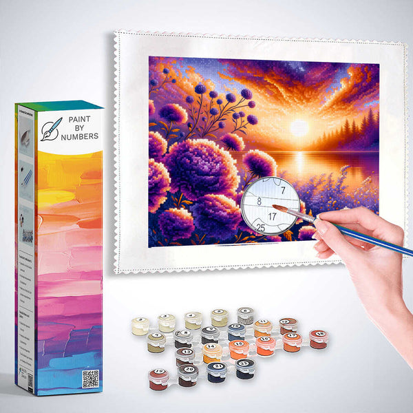 Paint by Numbers - Purple flowers in the sunset