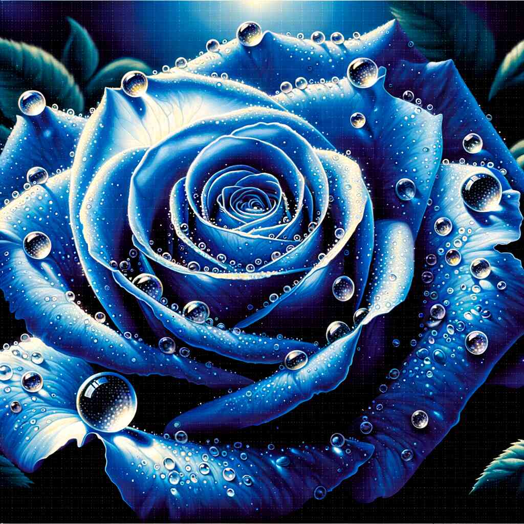 Paint by Numbers - Blue Rose with Water Drops