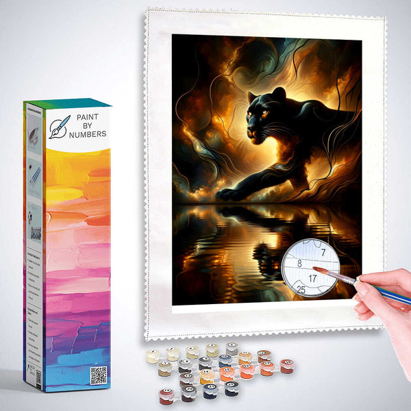 Paint by Numbers - Cat, panther mirror image