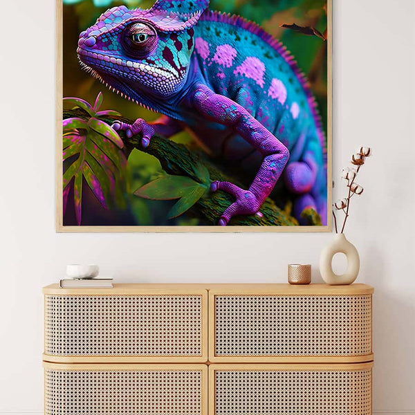 Diamond Painting - Lila blaues Chamäleon - gedruckt in Ultra-HD - Chamäleon, Neu eingetroffen, Quadratisch, Tiere