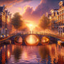 Amsterdam, row of houses with bridge - Paint by Numbers