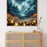 Paint by Numbers - Light Festival of Dreams artwork showcasing glowing lanterns under a dreamy night sky with clouds.