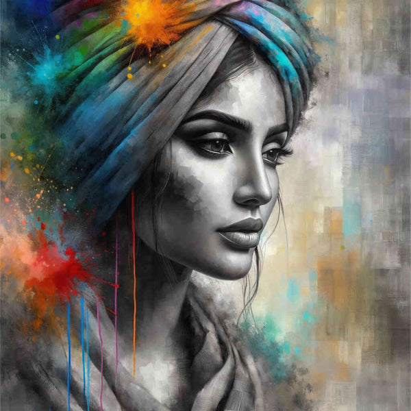 Woman with colorful turban - Paint by Numbers