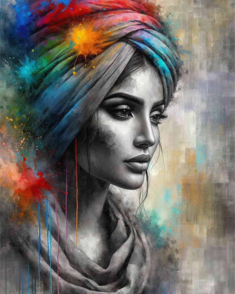 Woman with colorful turban - Paint by Numbers