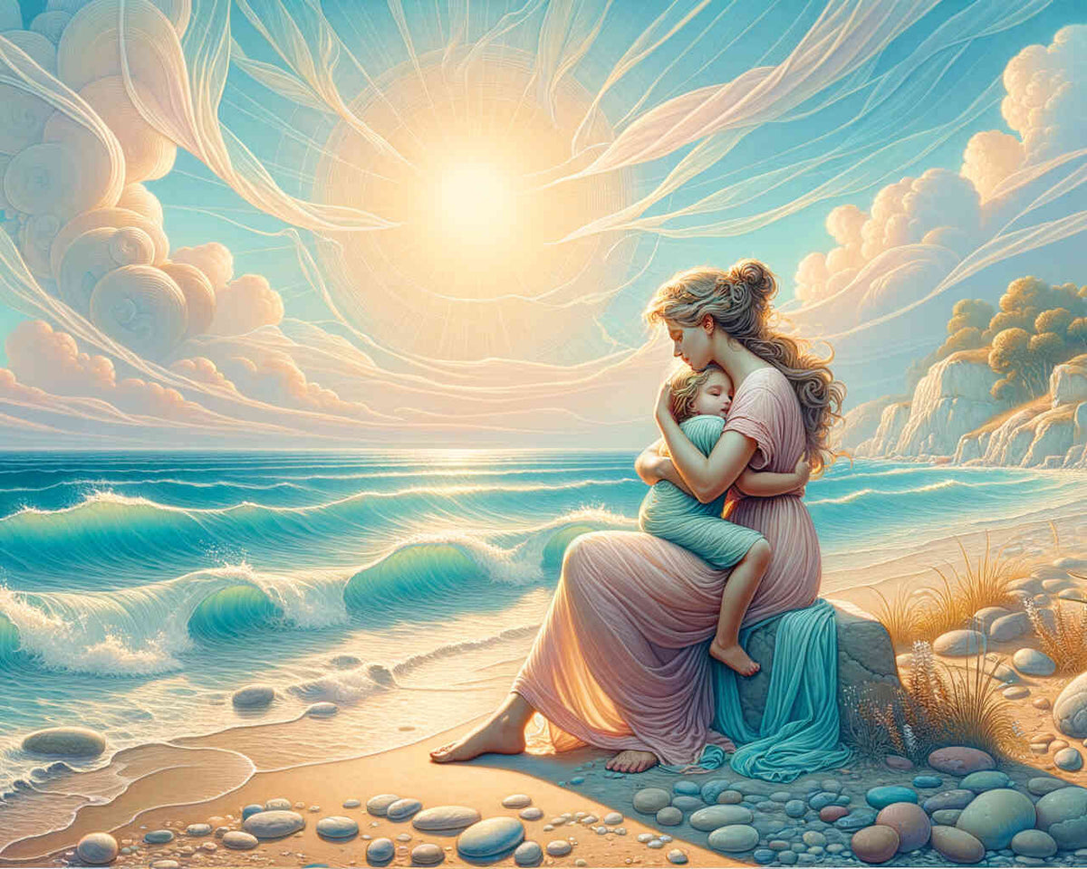 Mother with child, sea - Paint by Numbers