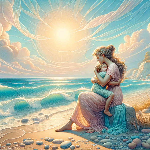 Mother with child, sea - Paint by Numbers