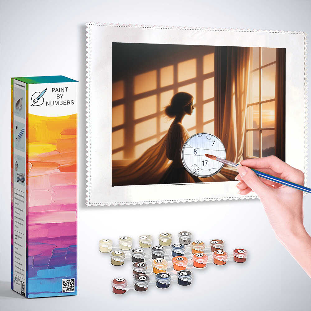 Woman looks out of window - Paint by Numbers