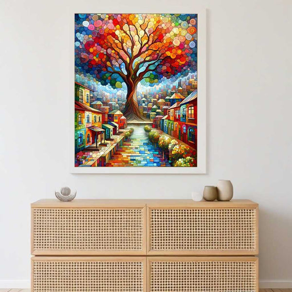 Paint by Numbers - City Around Tree Abstract