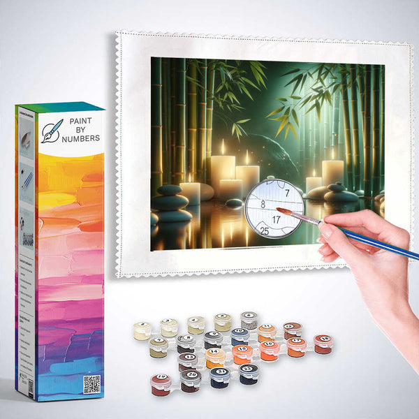 Paint by Numbers - White candles, bamboo