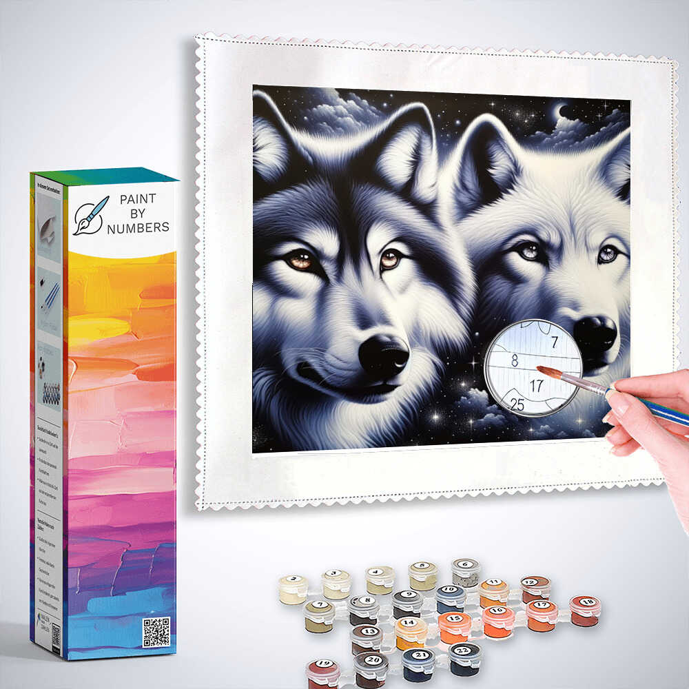 Paint by Numbers - Black and White Wolves