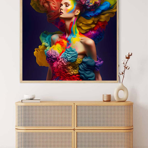 AB Diamond Painting - Farbexplosion Frauenfrisur - gedruckt in Ultra-HD - AB Diamond, Menschen, Neu eingetroffen, Quadratisch