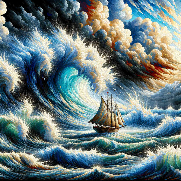 Sailboat, rough sea - Paint by Numbers