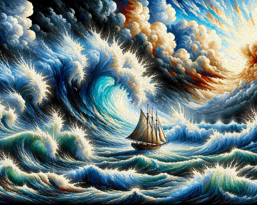 Sailboat, rough sea - Paint by Numbers