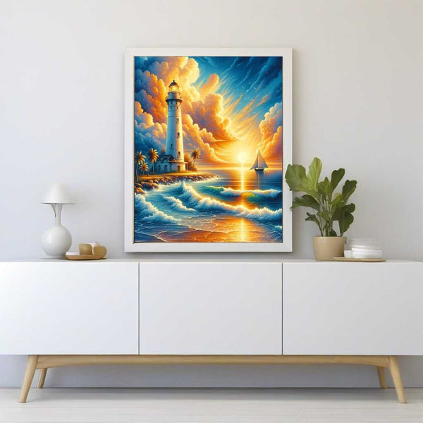 Paint by Numbers - White lighthouse, sunset