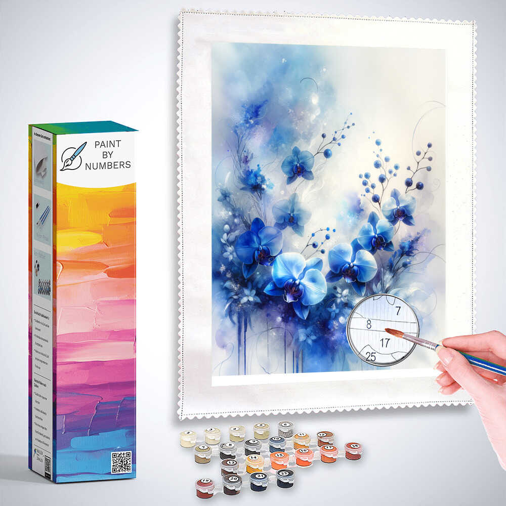 Paint by Numbers - Orchid blooms blue