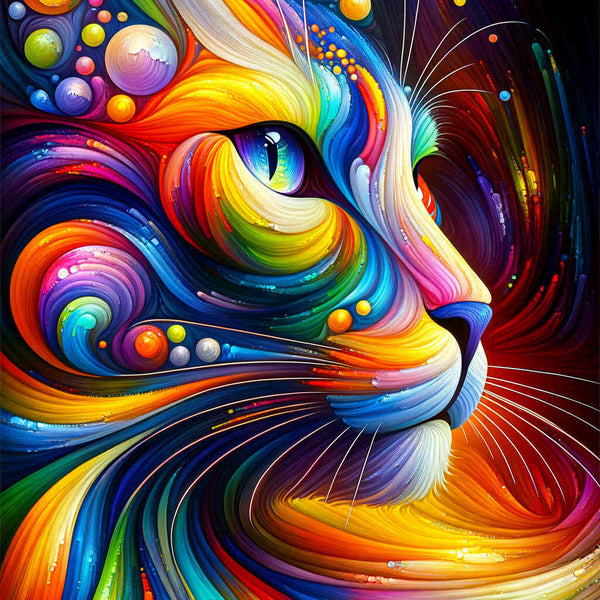 Cat in profile, colorful - Paint by Numbers