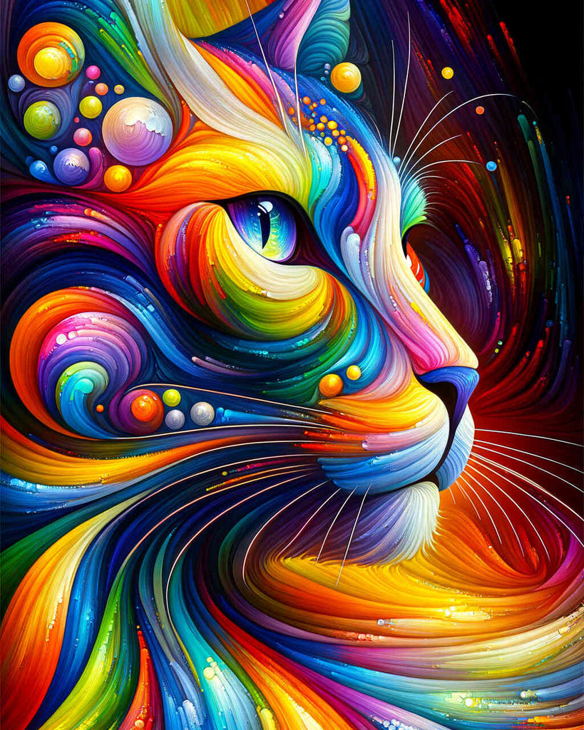 Cat in profile, colorful - Paint by Numbers