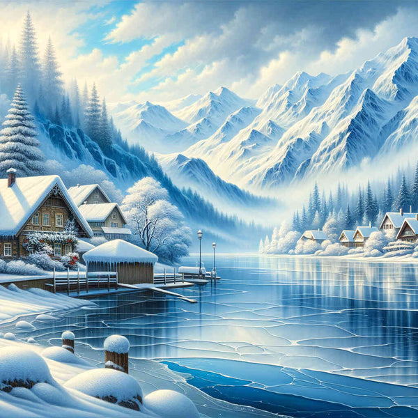 Paint by Numbers - Winter city on the lake