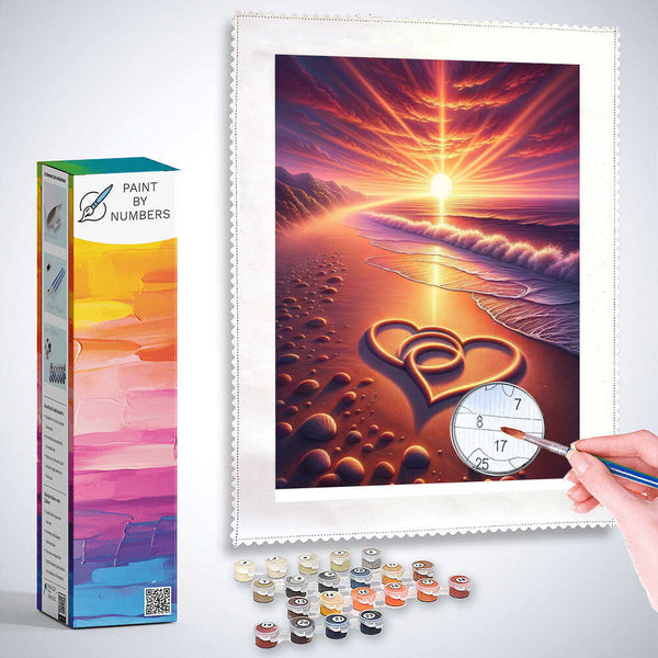 Paint by Numbers - Two Hearts on the Beach