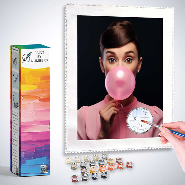 Paint by Numbers - Audrey Hepburn with gum in mouth