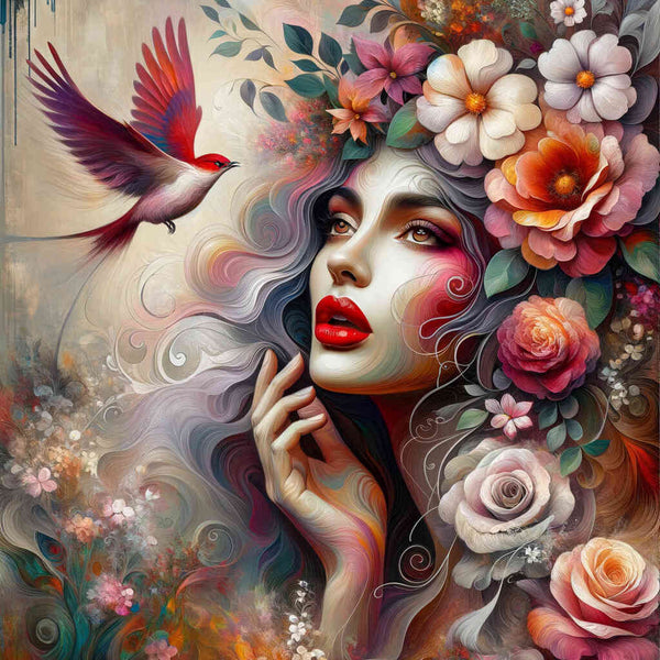 Portrait of woman with flowers - Paint by Numbers