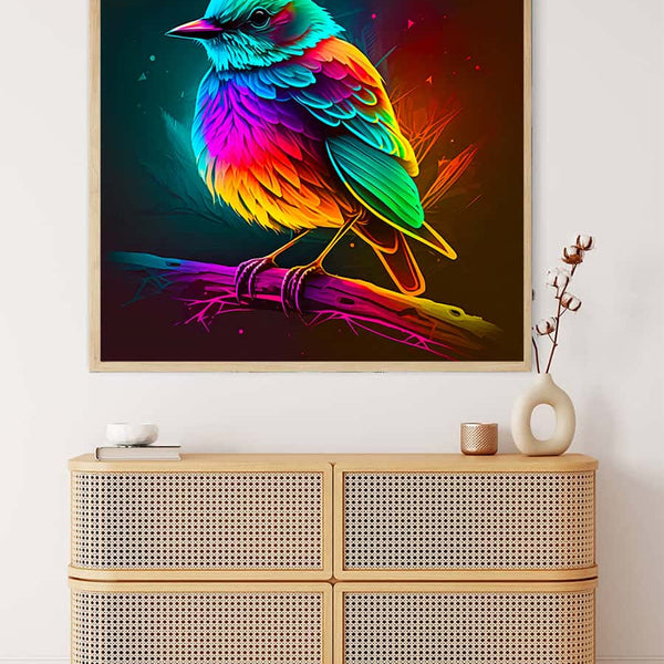 AB Diamond Painting - Magic bird colorful on canvas, Paint by Numbers DIY kit with enhanced acrylic diamonds for sparkling art ✨