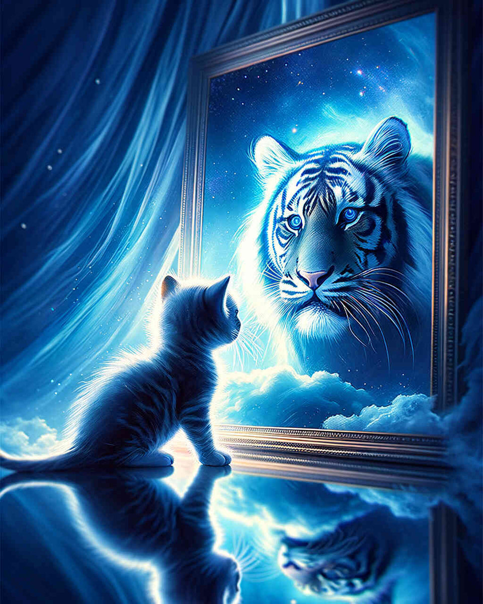 Paint by Numbers - Small Cat Big Tiger Mirror Picture