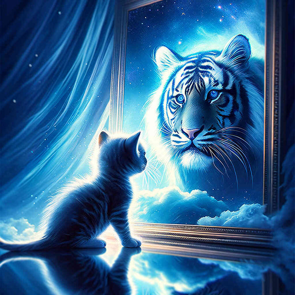 Paint by Numbers - Small Cat Big Tiger Mirror Picture