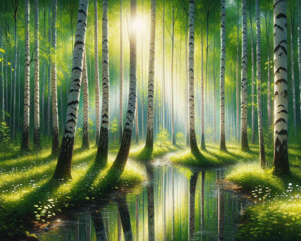 Forest, birch trees - Paint by Numbers